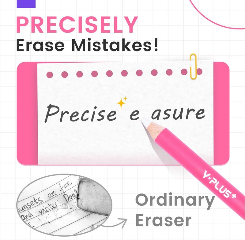 trailfun Pen Style Eraser Eraser Pen, 3 Pcs Eraser Pen with Sharpener, Sharpenable Eraser Stick, School Art Supplies for Kids Artist Adult-Pink - Image 2